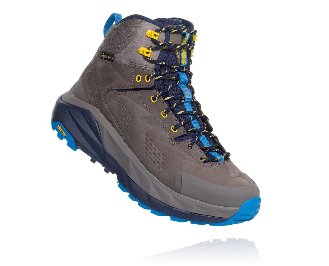 Hoka One One Kaha Gore-Tex South Africa - Mens Hiking Boots - Grey / Blue,CZJFR-9014